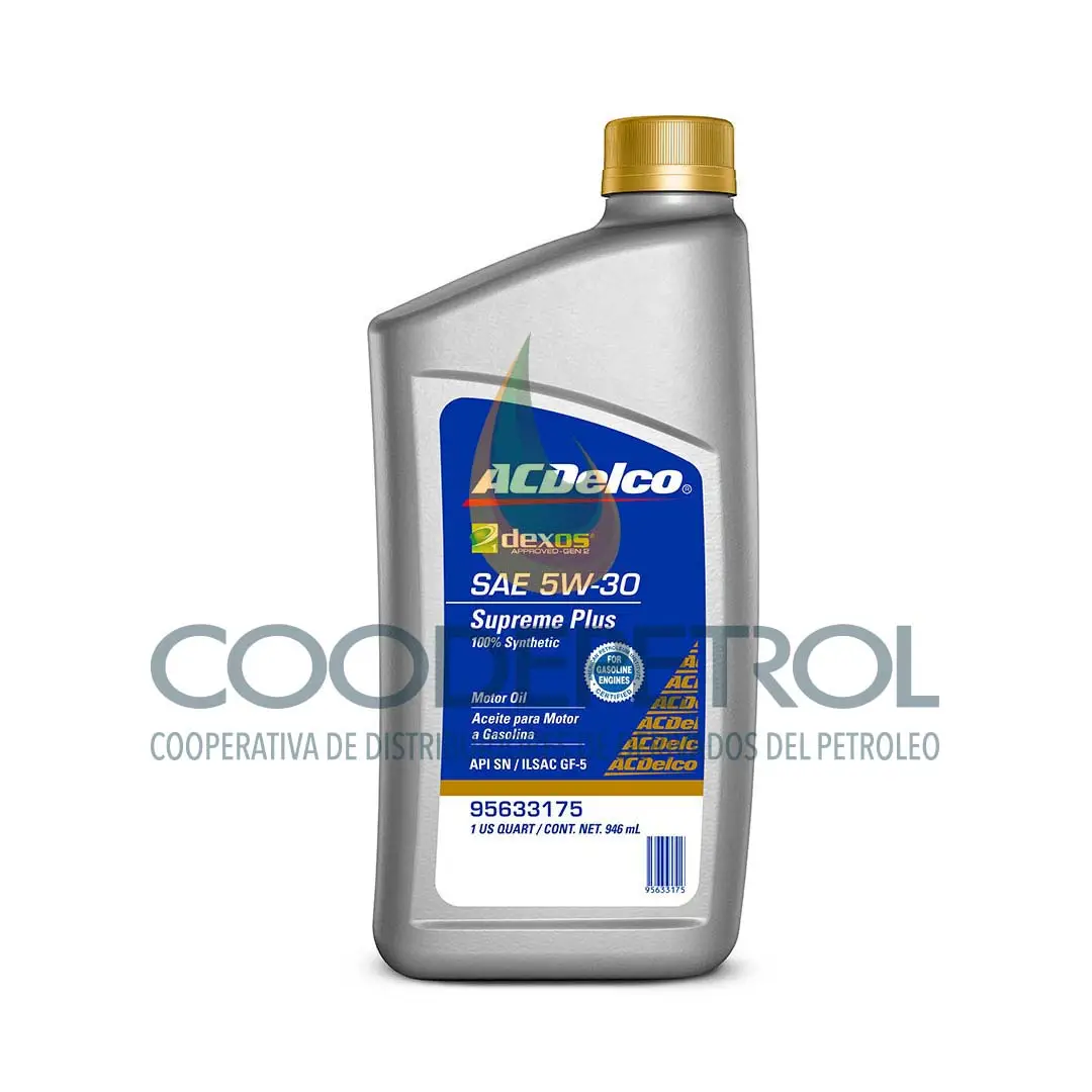 Aceite Para Motor 5w30 Acdelco Sintético Dexos Gen 2 Gasolina De 5