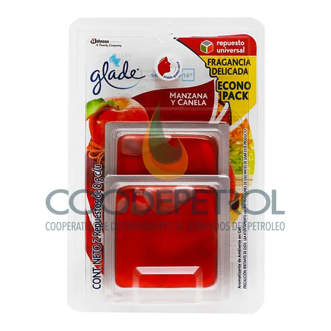 GLADE SENSAT REP MANZANA Y CANELA ROJO 8 GR 2 UNID  102102